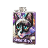 シャメスホワイトキティキャットクロカスパーソナライズされたフローラ フラスク (左)