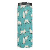 シャメッセキャットアンドポーズティール（緑がかった色）ブルー タンブラー (裏面)