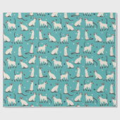 シャメッセキャットアンドポーズティール（緑がかった色）ブルー ラッピングペーパー (フラット)