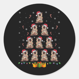 シャメネキャットサンタハットクリスマスライツメンズキリスト ラウンドシール