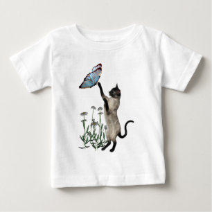 シャメネキャットバタフライデイジー ベビーTシャツ