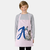 シャメネキャットバタフライモノグラムイニシャルA エプロン (着用した状態)