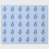 シャメネキャットバタフライモノグラムイニシャルSお名前 ラッピングペーパー (フラット)