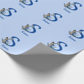 シャメネキャットバタフライモノグラムイニシャルSお名前 ラッピングペーパー (角)