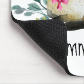 シャメネキャットパープルフローラグリーン葉ホワイトカラー マウスパッド (コーナー)