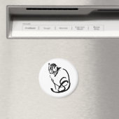 シャメネキャットブラシスケッチデザイン マグネット (インサイチュ (食洗機))