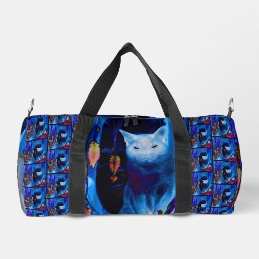 シャメネコのポーズ付け抽象芸術 パーソナライズされた ダッフルバッグ (裏面)