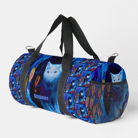 シャメネコのポーズ付け抽象芸術 パーソナライズされた ダッフルバッグ (右コーナー)