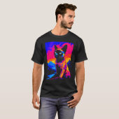 シャメネコポップ・アートのアート Tシャツ (正面フル)