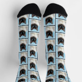 シャメネコポートレート絵を描ズキュートオリジナルアート ソックス (上部)