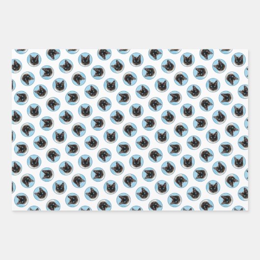 シャメネコポートレート絵を描ズキュートオリジナルアート ラッピングペーパーシート (正面2)