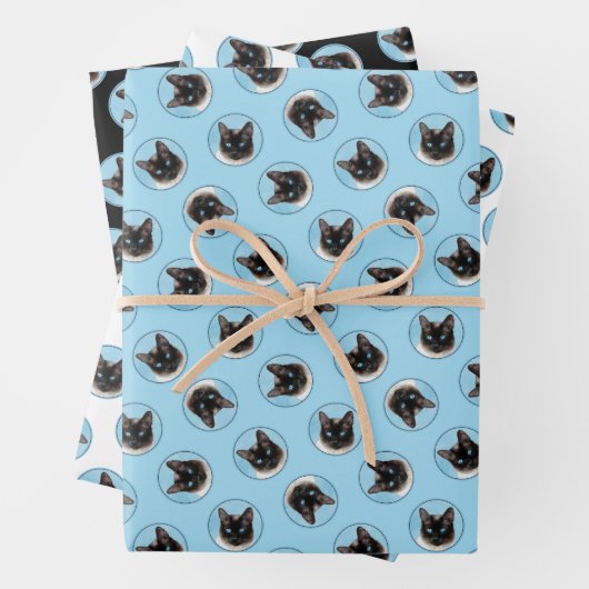 シャメネコポートレート絵を描ズキュートオリジナルアート ラッピングペーパーシート (インサイチュ)