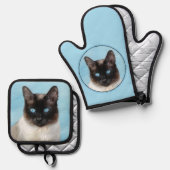 シャメネコポートレート絵を描ズキュートオリジナルアート 鍋つかみ&鍋敷きセット (正面/裏面)