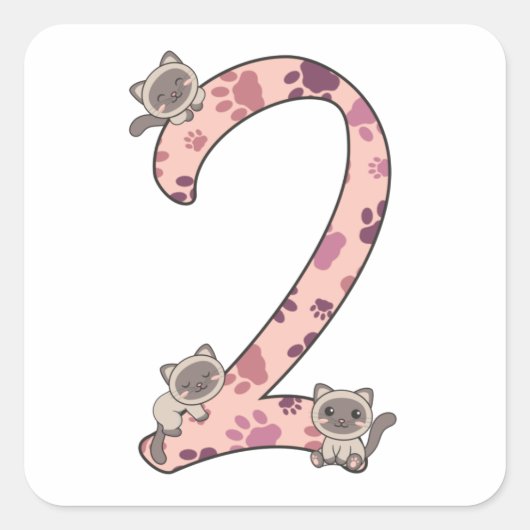 シャメネコ二誕生日子供へ猫スクエアS スクエアシール (正面)