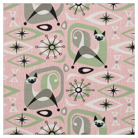 シャメネコ抽象芸術オンピンク ファブリック (見本)