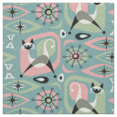 シャメネコ抽象芸術 – 青©studioxtine ファブリック (クローズアップ)