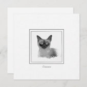 シャメネコ木炭とチョークスケッチ ノートカード (正面/裏面)