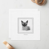 シャメネコ木炭とチョークスケッチ ノートカード (正面/裏面インサイチュ)