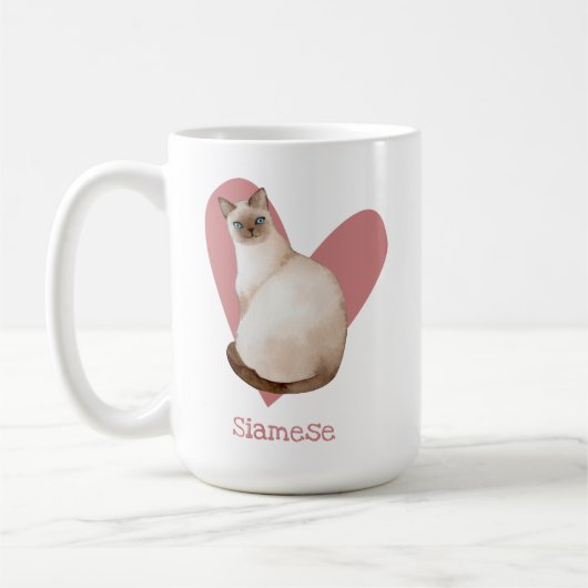 シャメネコ水彩子猫ピンクハート コーヒーマグカップ (左)