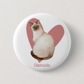 シャメネコ水彩子猫ピンクハート 缶バッジ (正面)