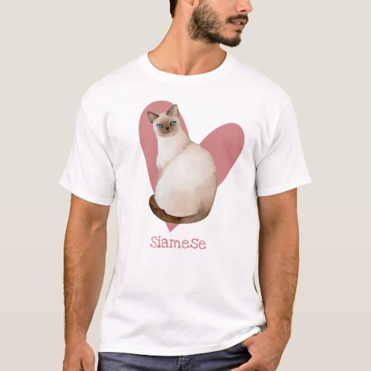 シャメネコ水彩子猫ピンクハート Tシャツ (正面)