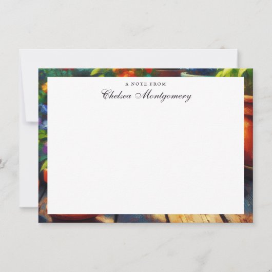 シャメネコinザガーデンオイルペインティング名前をカスタムする ノートカード (正面)