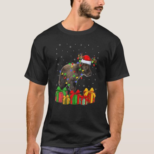 シャモアクリスマスホリデーサンタシャモアクリスマスツリー Tシャツ (正面)
