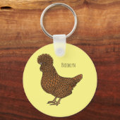 シャモアポリッシュチキンカートゥーンイラストレーション キーホルダー (正面)