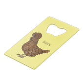 シャモアポリッシュチキンカートゥーンイラストレーション クレジットカード栓抜き (正面アングル)