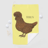 シャモアポリッシュチキンカートゥーンイラストレーション ゴルフタオル (インサイチュ)