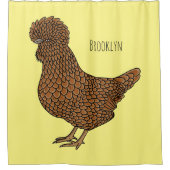 シャモアポリッシュチキンカートゥーンイラストレーション シャワーカーテン (正面)