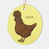 シャモアポリッシュチキンカートゥーンイラストレーション セラミックオーナメント (左)