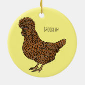 シャモアポリッシュチキンカートゥーンイラストレーション セラミックオーナメント (裏面)
