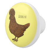 シャモアポリッシュチキンカートゥーンイラストレーション セラミックノブ (右)