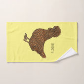 シャモアポリッシュチキンカートゥーンイラストレーション バスタオルセット (ハンドタオル)