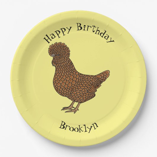 シャモアポリッシュチキンカートゥーンイラストレーション ペーパープレート (正面)