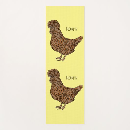 シャモアポリッシュチキンカートゥーンイラストレーション ヨガマット (正面)