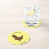 シャモアポリッシュチキンカートゥーンイラストレーション ラウンドペーパーコースター (インサイチュ)