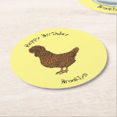 シャモアポリッシュチキンカートゥーンイラストレーション ラウンドペーパーコースター (アングル)