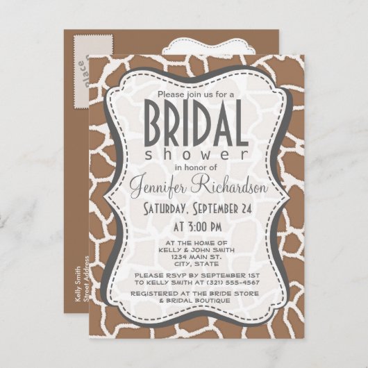 シャモイジーキラフアニマルプリント インビテーションポストカード (正面/裏面)