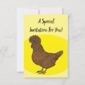 シャモイスポリッシュの鶏の漫画イラスト 招待状 (裏面)