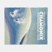 シャモニーオーベルニュローヌアルペスフランススキーポスター フリースブランケット (正面(横))