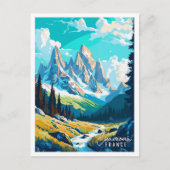 シャモニークロアチアヴィンテージ旅行イラストレーション ポストカード (正面)