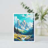 シャモニークロアチアヴィンテージ旅行イラストレーション ポストカード (スタンド正面)