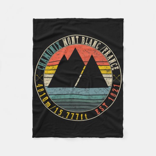 シャモニーバレーモンブランフランススキースノーボード フリースブランケット (正面)