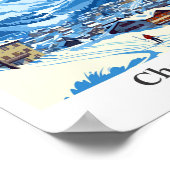 シャモニーフランストラベルアートヴィンテージイラストレーション ポスター (角)