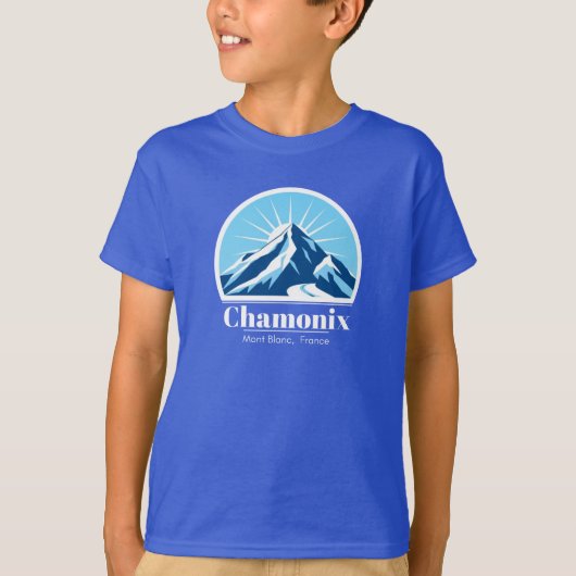 シャモニーモンブランフランスブルーキッズ Tシャツ (正面)