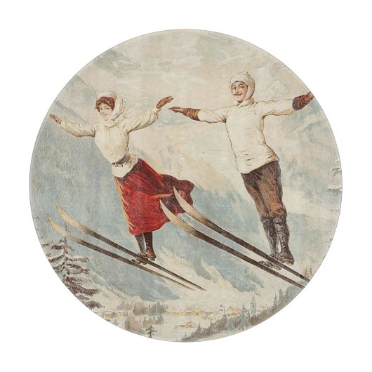 シャモニーモンブランヴィンテージスフランスのキーポスター カッティングボード (正面)