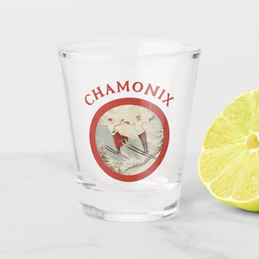 シャモニーモンブランヴィンテージスフランスのキーポスター ショットグラス (正面)