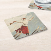 シャモニーモンブランヴィンテージスフランスのキーポスター スクエアペーパーコースター (アングル)